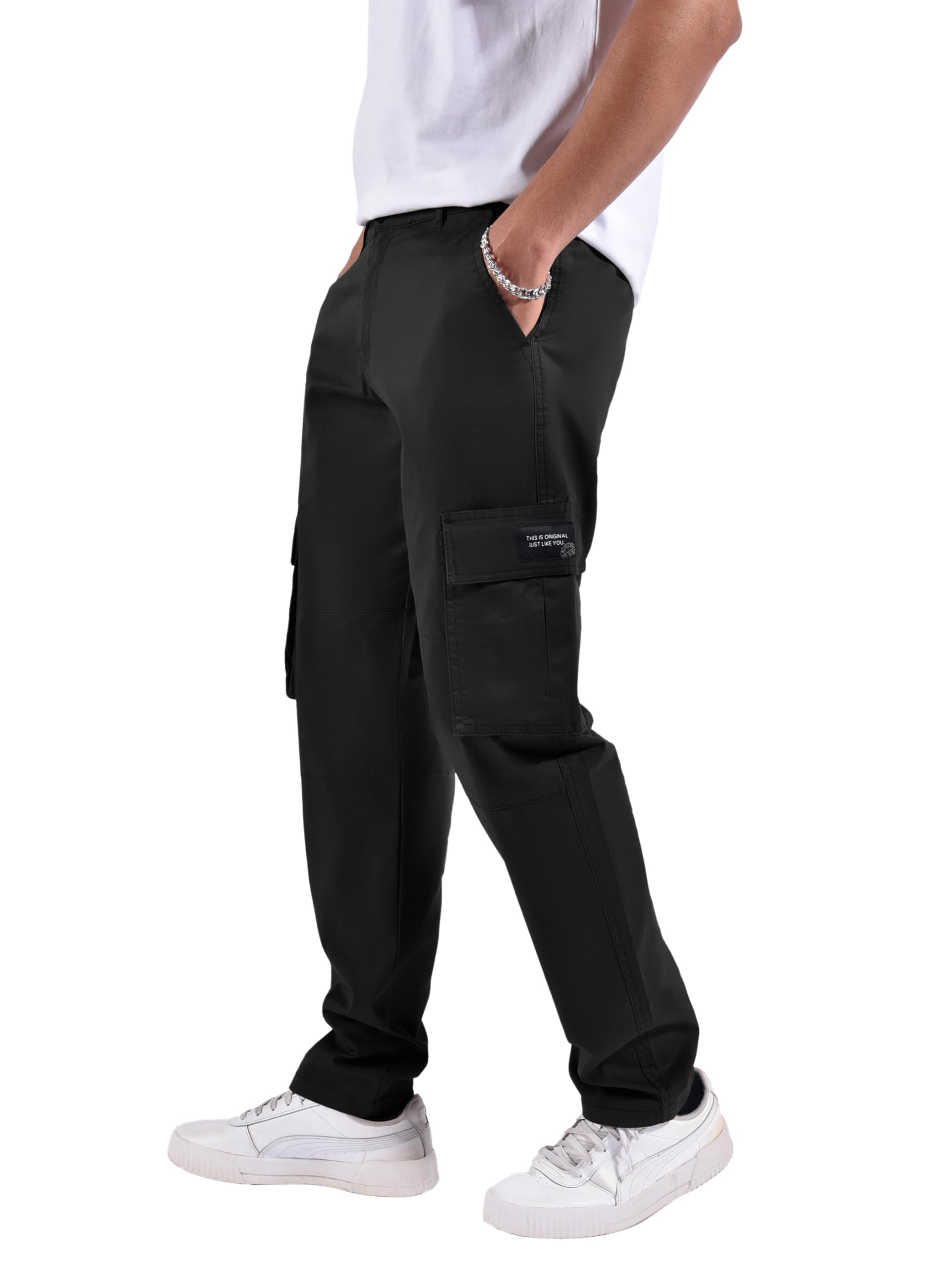 Buy BYNG Cotton Lycra 4 Pocket Regular Fit Cargo Pants for Men
